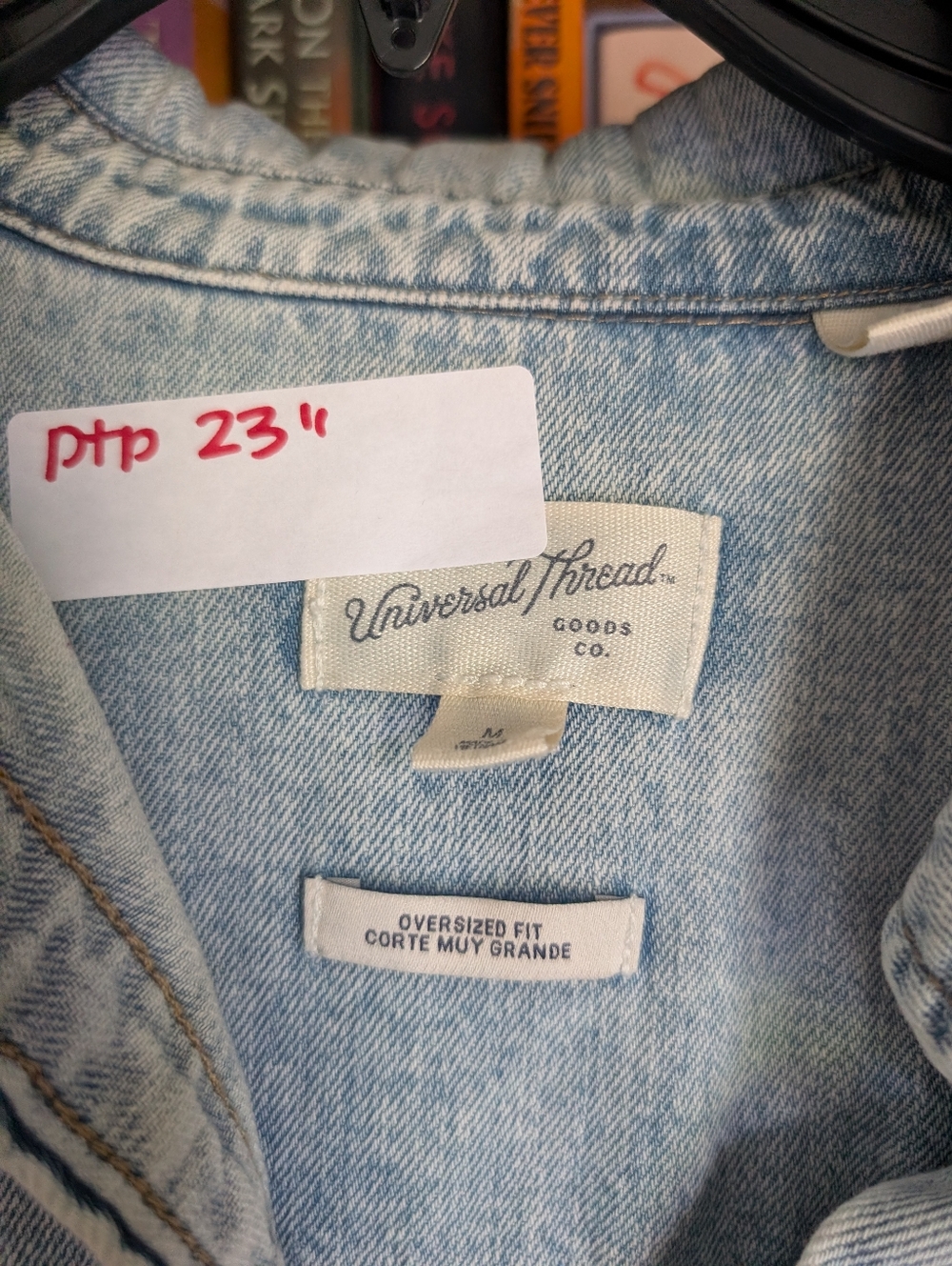 Light Wash Denim Button-Up Shirt - Casual Oversized - Picture 4 of 6